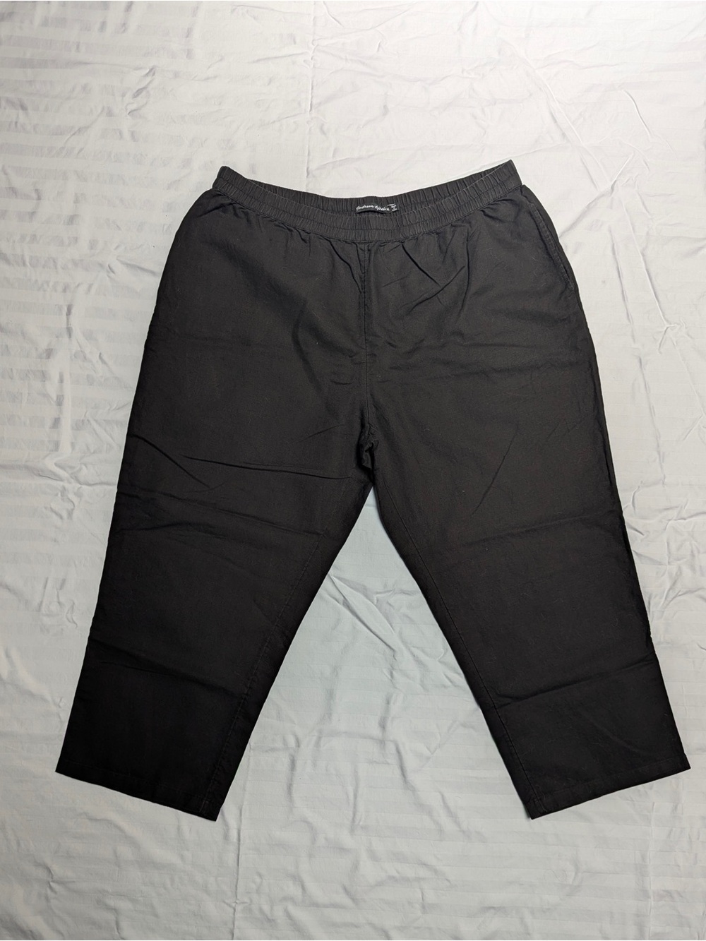 Gudrun Sjoden Black Linen Cotton Pull-on Pants XL